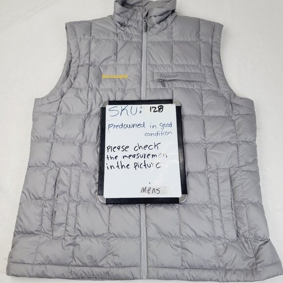 Marmot Men's Gray 700 Down Sleeveless Grid Winter Insulated Puffer Vest Size XL - Picture 7 of 7